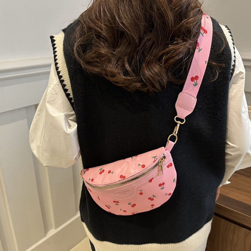 2026 Spring Summer Women's Cherry Print Crossbody Bag Niche Minimalist Premium Texture Chest Sling Bag