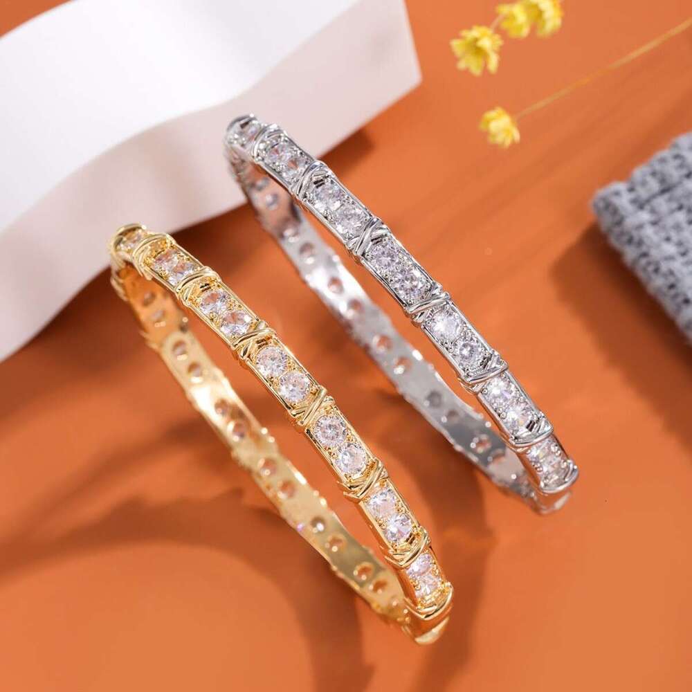 European and American Designer jewerly Starry Sky High-End Simple Fashion Row Diamond Full Zircon Classic X Women's Bracelet Direct from Manufact