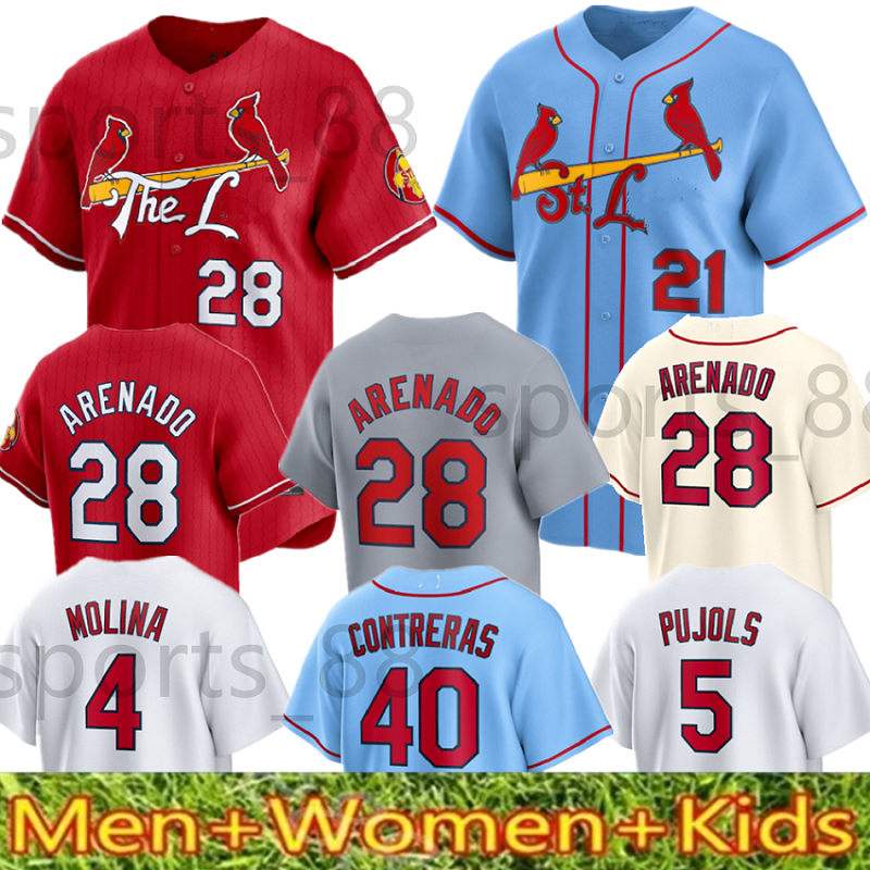 Custom S-4XL Pujols Scott II Molina Arenado Burleson Nootbaar Goldschmidt Winn Gorman Holliday Walker Cardinal Herrera Smith Baseball Jersey