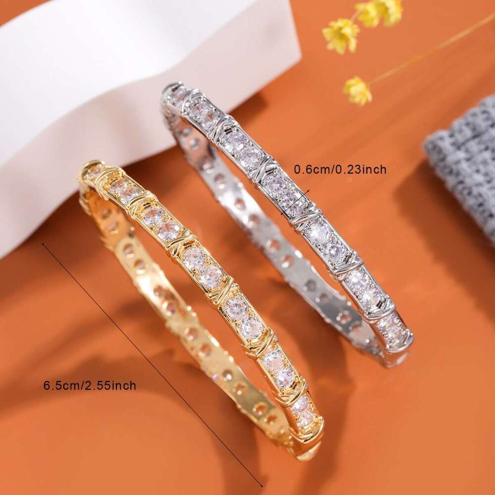 European and American Designer jewerly Starry Sky High-End Simple Fashion Row Diamond Full Zircon Classic X Women's Bracelet Direct from Manufact