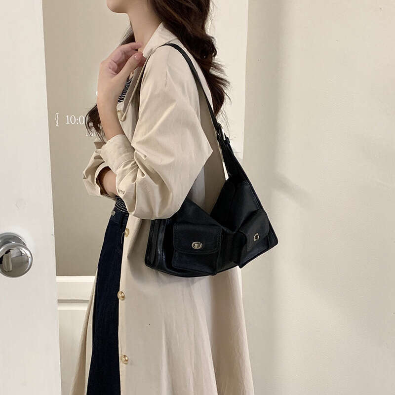 Luxury tote bag with Habo dual pockets, retro style, women's style, new plant tanned leather multifunctional leisure commuting shoulder messenger