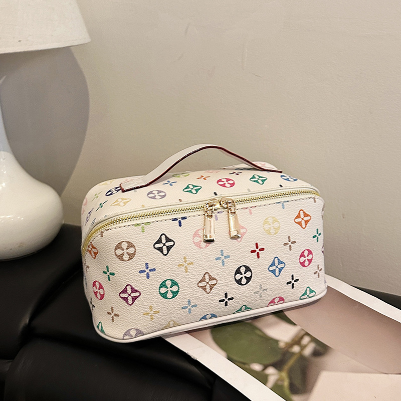 Portable Large-Capacity Cosmetic Bag Travel Cosmetics Storage Bag Foreign Trade Trend Printed Handhold Toiletries Bag Women