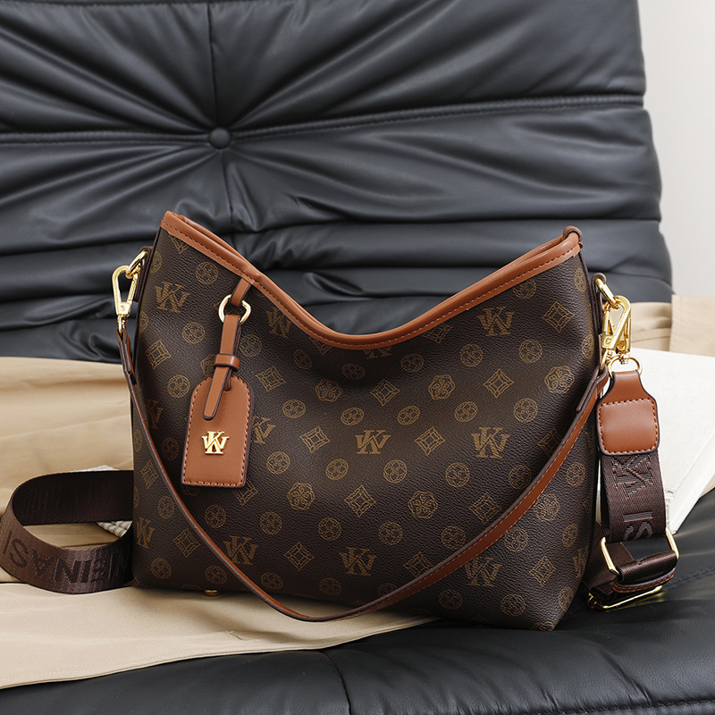 wk premium sense portable small square bag women 2025 new retro printing mini bucket bag shoulder bag oblique span bag women