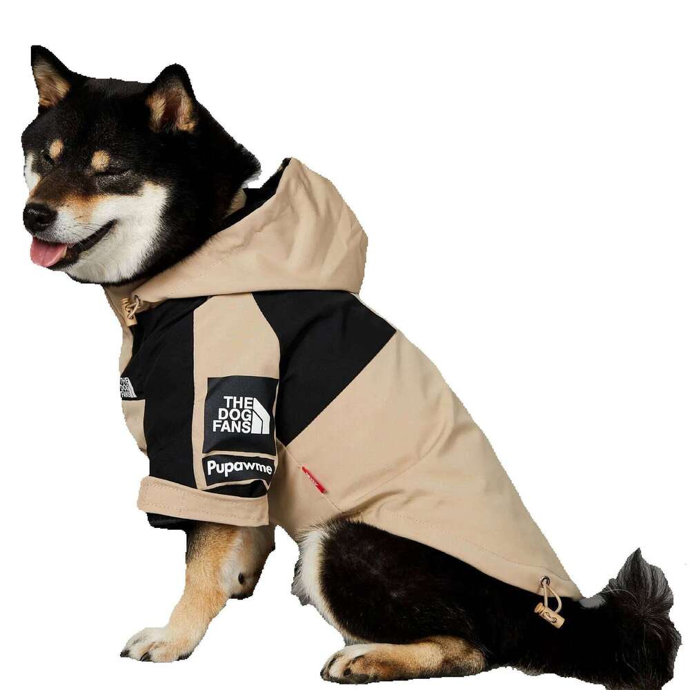 Cute Waterproof Raincoat Jackets Luxury Designer Khaki Color Pet Clothing S-4XL Large Jacket Puppy Windbreaker Dog Coats