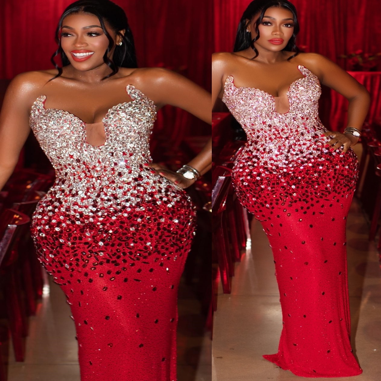 Aso Ebi 2026 Red Sheath Prom Dresses Beaded Crystals Sweetheart Sequined Evening Formal Party Second Birthday Engagement Gowns Dress For Special Occas