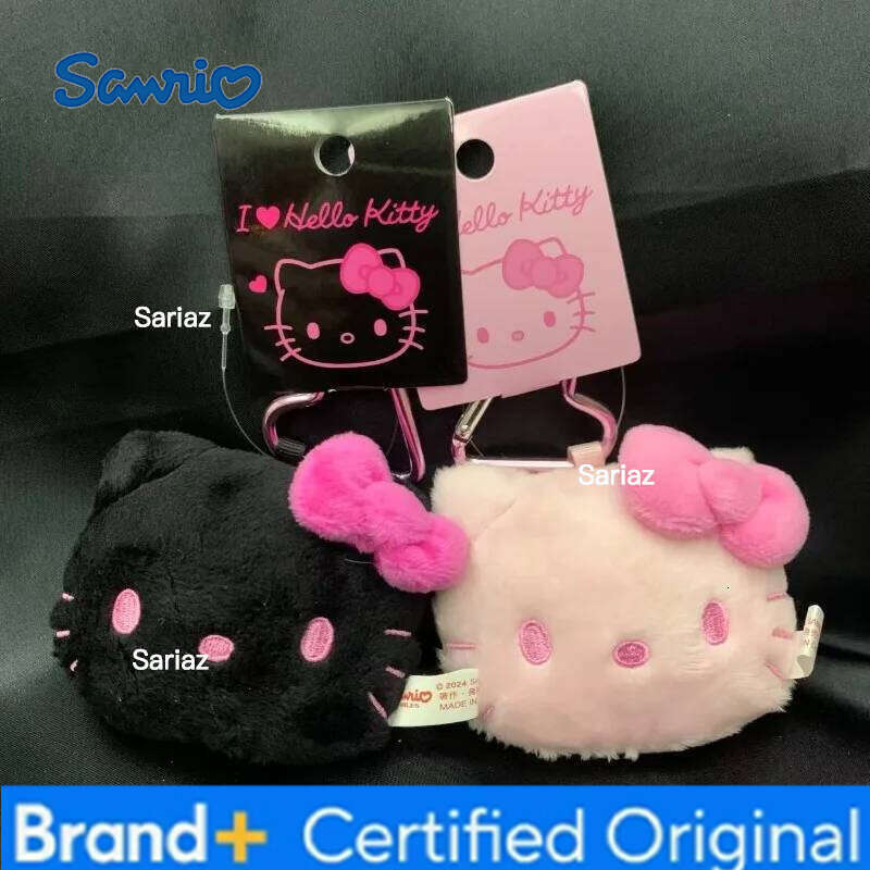 Sanrio Plush Toys Keychain Hello houndstooth heart Buckle Anime Kitty Cat Cute Bag Pendant Accessories Girl's Holiday Gift H260105
