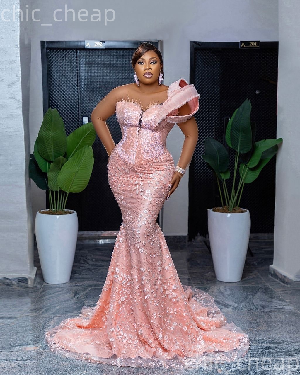Aso Ebi 2026 Nigerian Pink Mermaid Prom Dresses Beaded Floral Lace Vintage Evening Formal Party Second Birthday Engagement Gowns Dress For Special Occ