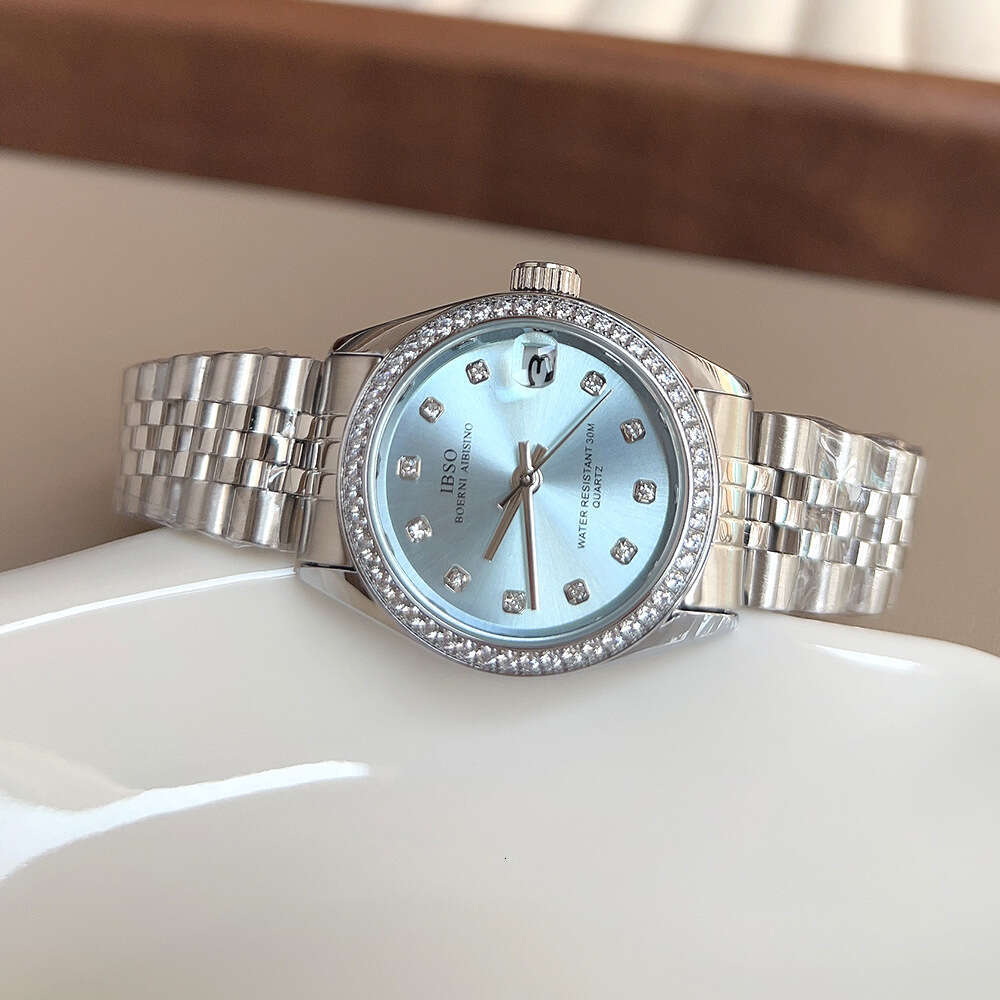 With Box New Steel Dainty Band Watch with Diamonds Large Dial Calendar Design Cool and Elegant Women's Watch Free gift