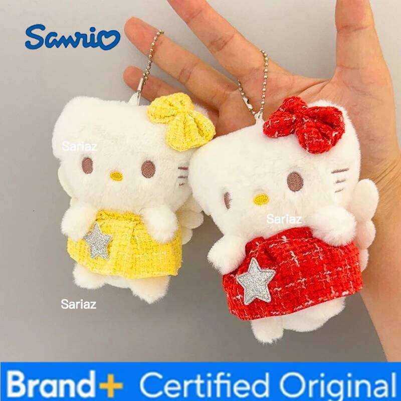 Sanrio Angel Kitty Keychain Skirt White Wings Set Plush Doll DIY Backpack Shoulder Bag Decoration Pendant Accessories Gift H260105