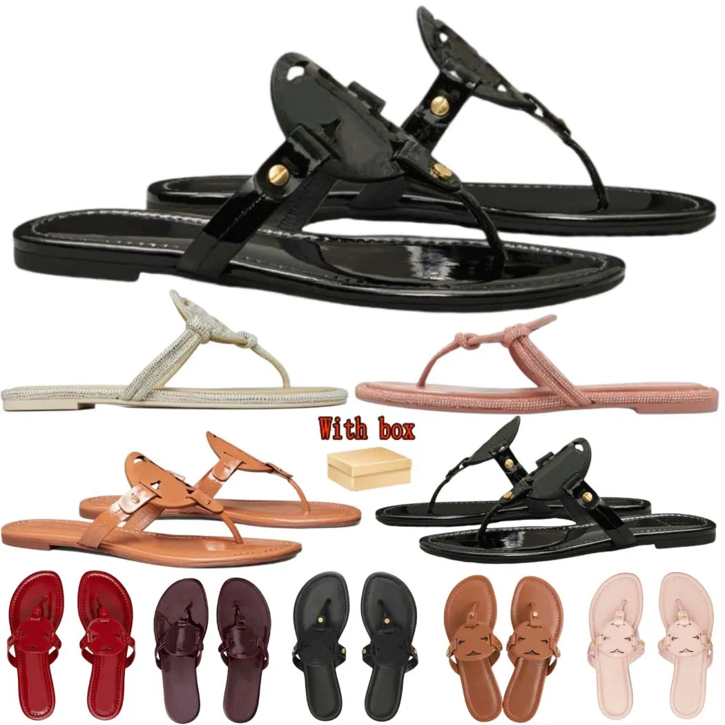 slippers desdesigner slippers luxury shoes designer women sandals outdoor flip flop flat metallic black sparkly pink white patent leather Summer beach slipper