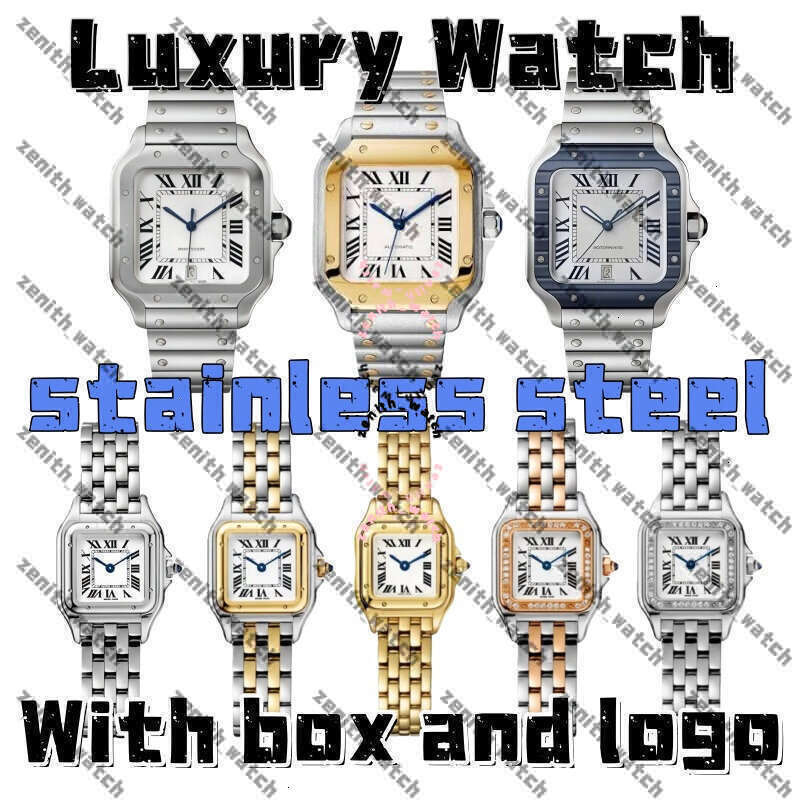 AAA Men And Women Designer Santoss Watches Stainless Steel Quartz Automatic Watches Panthere Watch Three Pin Square Dial Date Super Clone Watch 22mm 26mm 35mm 39mm