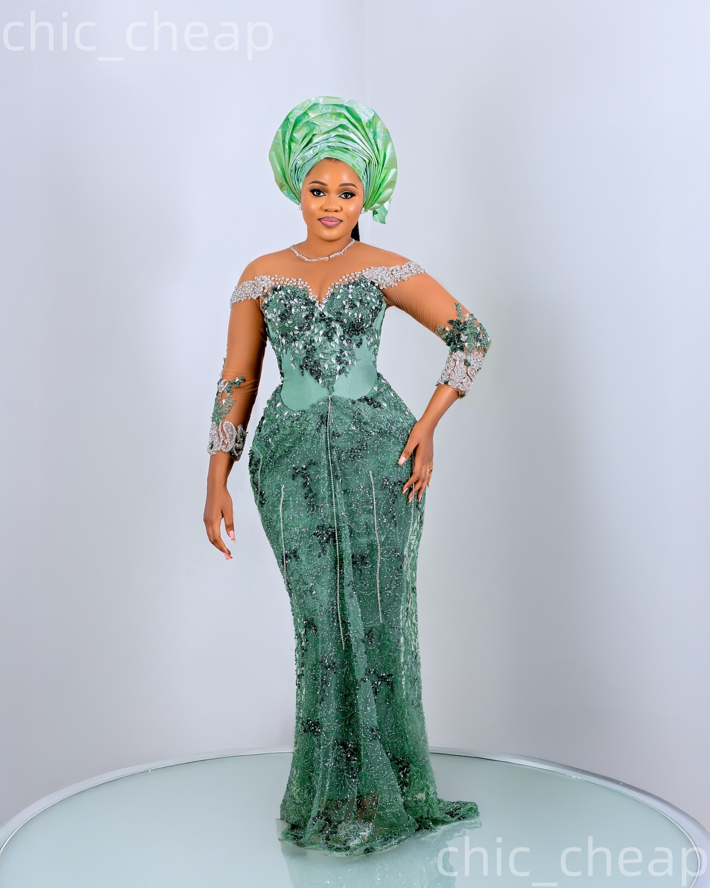 Aso Ebi 2026 Nigerian Sage Sheath Prom Dresses Crystals Appliques Sequined Evening Formal Party Second Birthday Engagement Gowns Dress For Special Occ