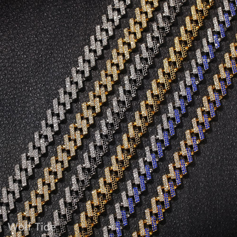 15mm 6 Colors Cuban Link Chain Necklace for Men Personalized Gold Silver Hip Hop Bling Diamond Miami Rapper Bijoux Mens Grunge Curb Chains Jewelry Acc