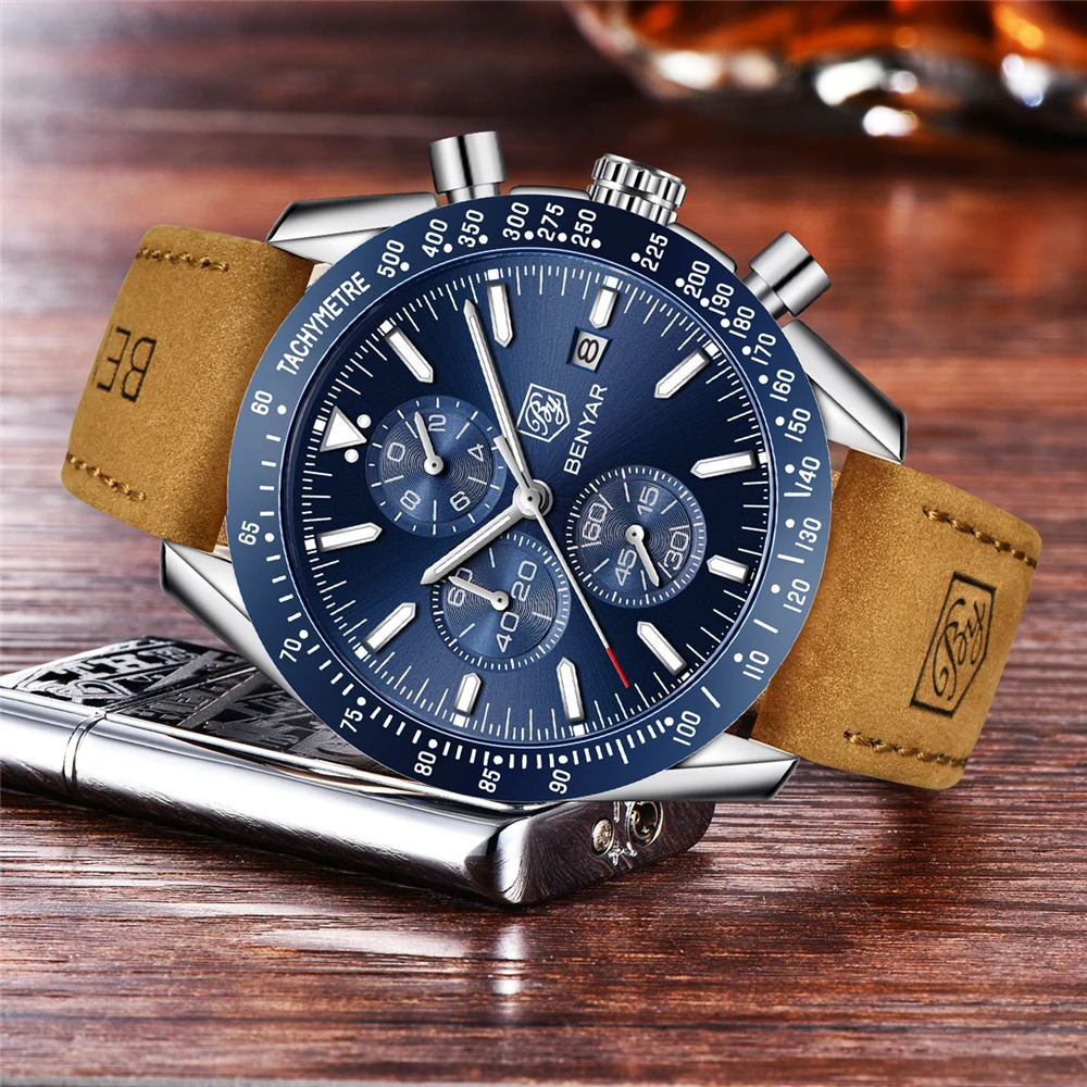 BENYAR Men Watch Business Full Steel Quartz Top Casual Waterproof Sports Male Wristwatch Relogio Masculino 260114