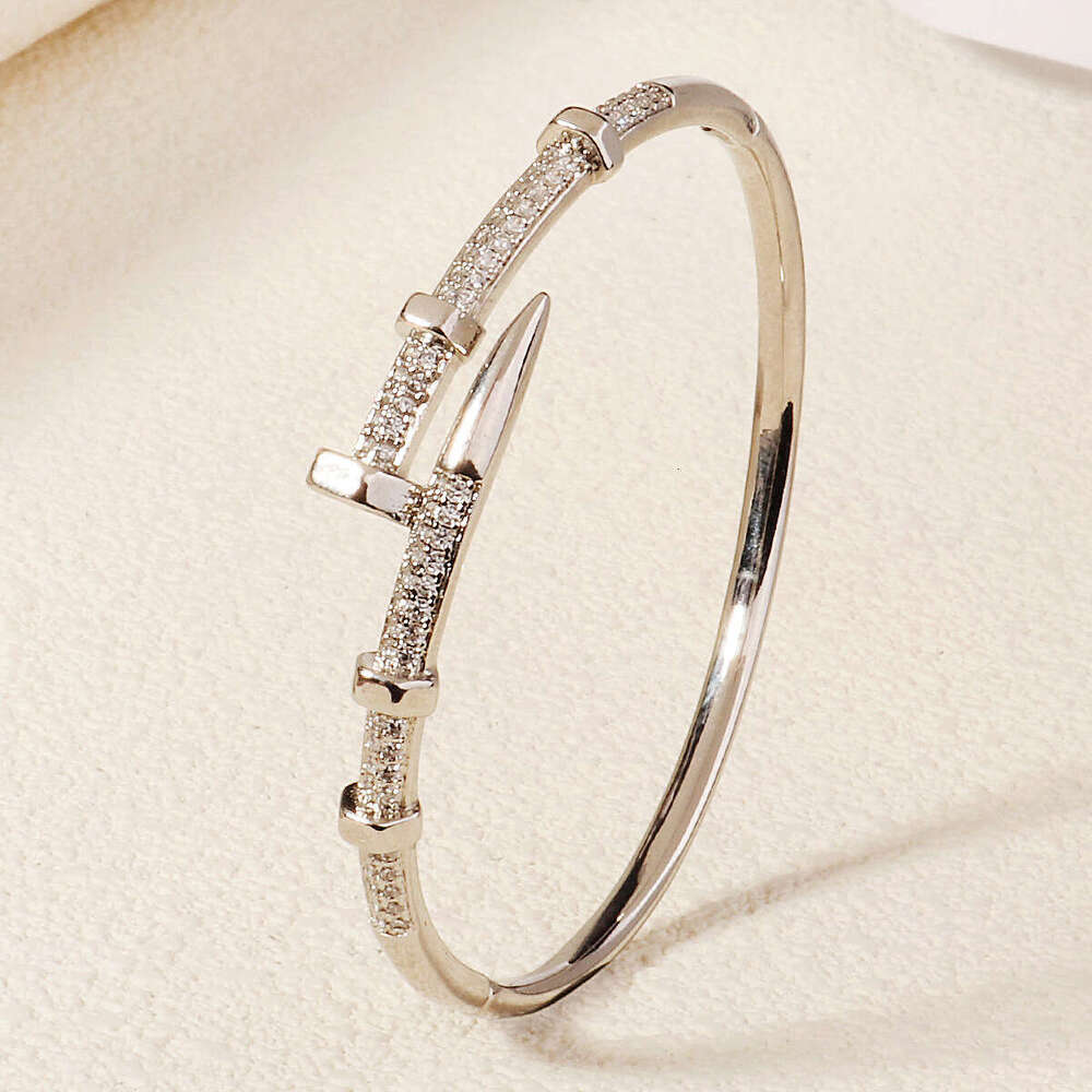 European and American Niche Jewelry High-End Luxury Zircon Wedding Evening Party Accessories Diamond-Studded Open Cuff Bracelet
