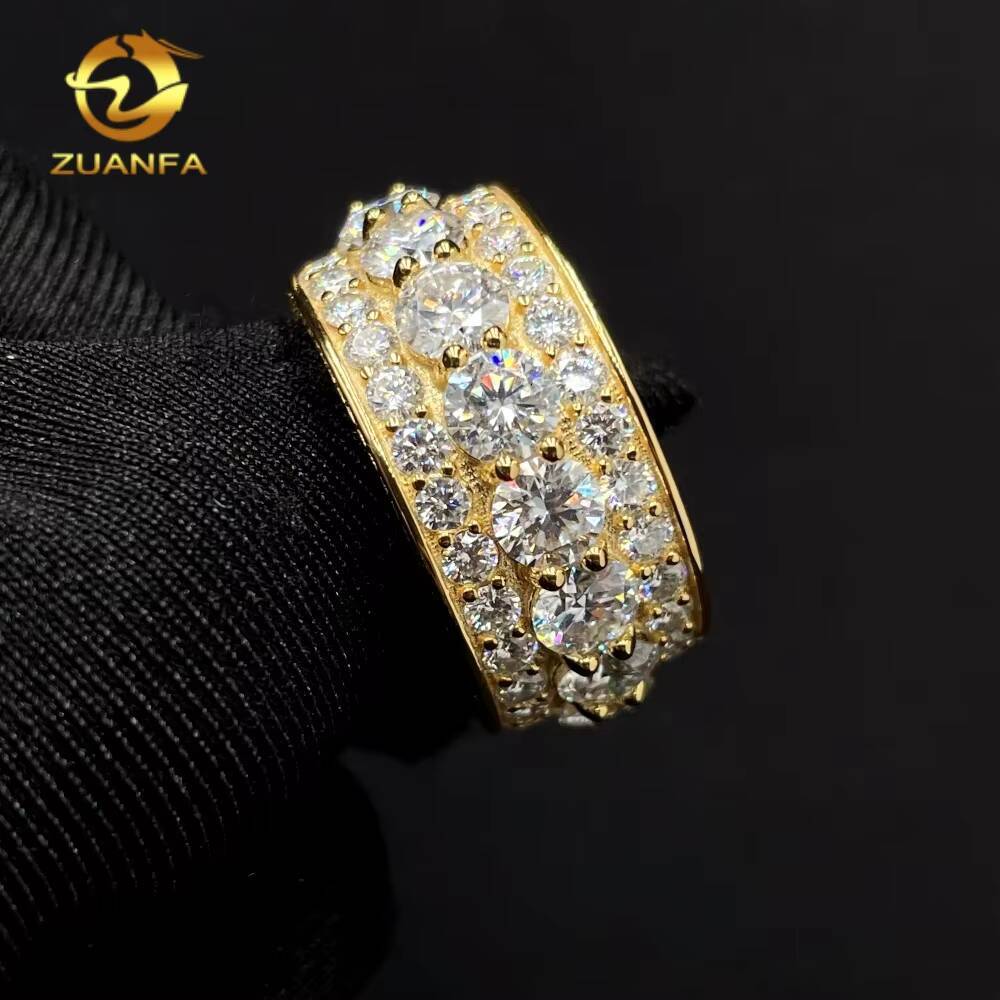 Pass Diamond Tester Drop Shipping Fine Jewelry Iced Out Men Eternity Ring Real 925 Sterling Silver Hip Hop Moissanite Ring