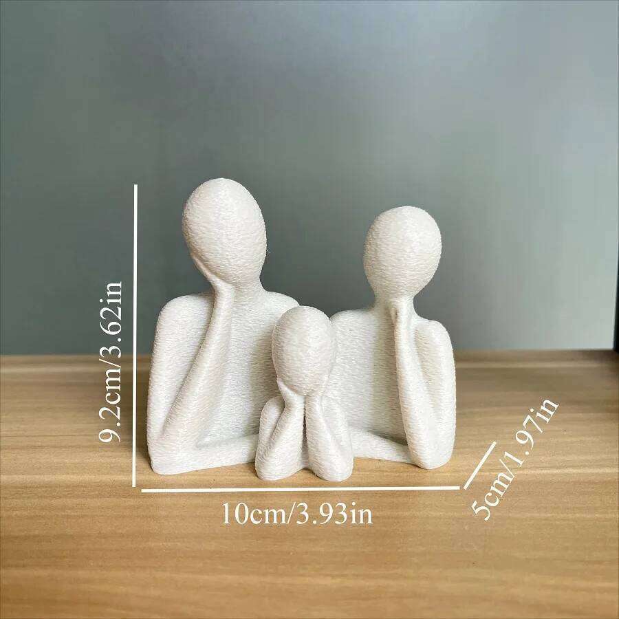 A family decorated wedding statue three people, perfect anniversary gift for husband and wife, newlyweds, or as an art