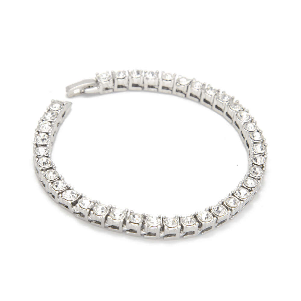 With Box Jewelry Full Rhinestone 5mm Tennis Chain One-row Bracelet Dainty Men's Design Fashion Trendy Hand Free gift