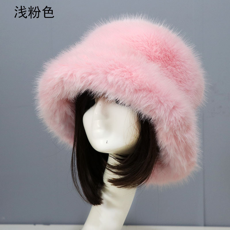 Personalized ear protection with a wide brim Fur Bucket Hat Natural Brown Color Thick Warm Winter 23A0808 241116