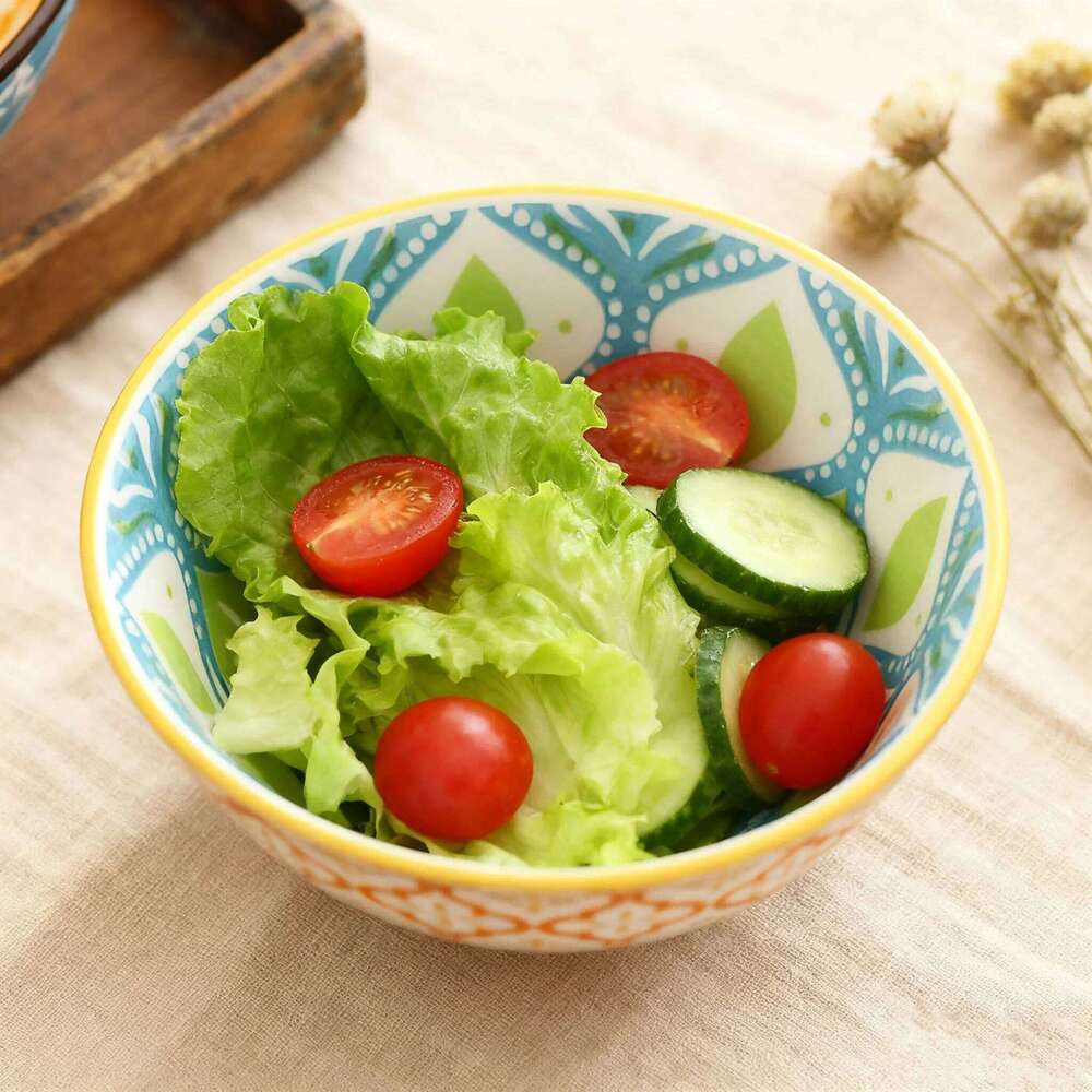 Bohemian Ceramic Bowl Set - Salad, Dessert, Soup, Fruit, Appetizer Snack Nut Bowls, Dishwasher & Microwave Safe