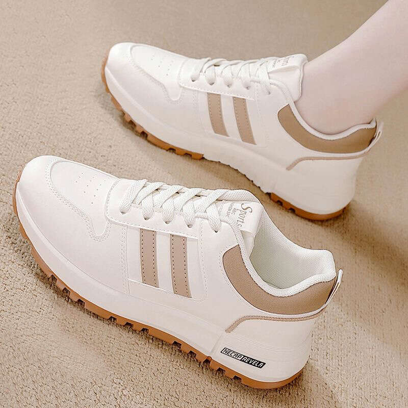 Women's Sneakers Ins Style Leather Versatile 2024 Autumn New Thick Sole Non-Slip Lightweight Popular Forrest Gump Shoes Women