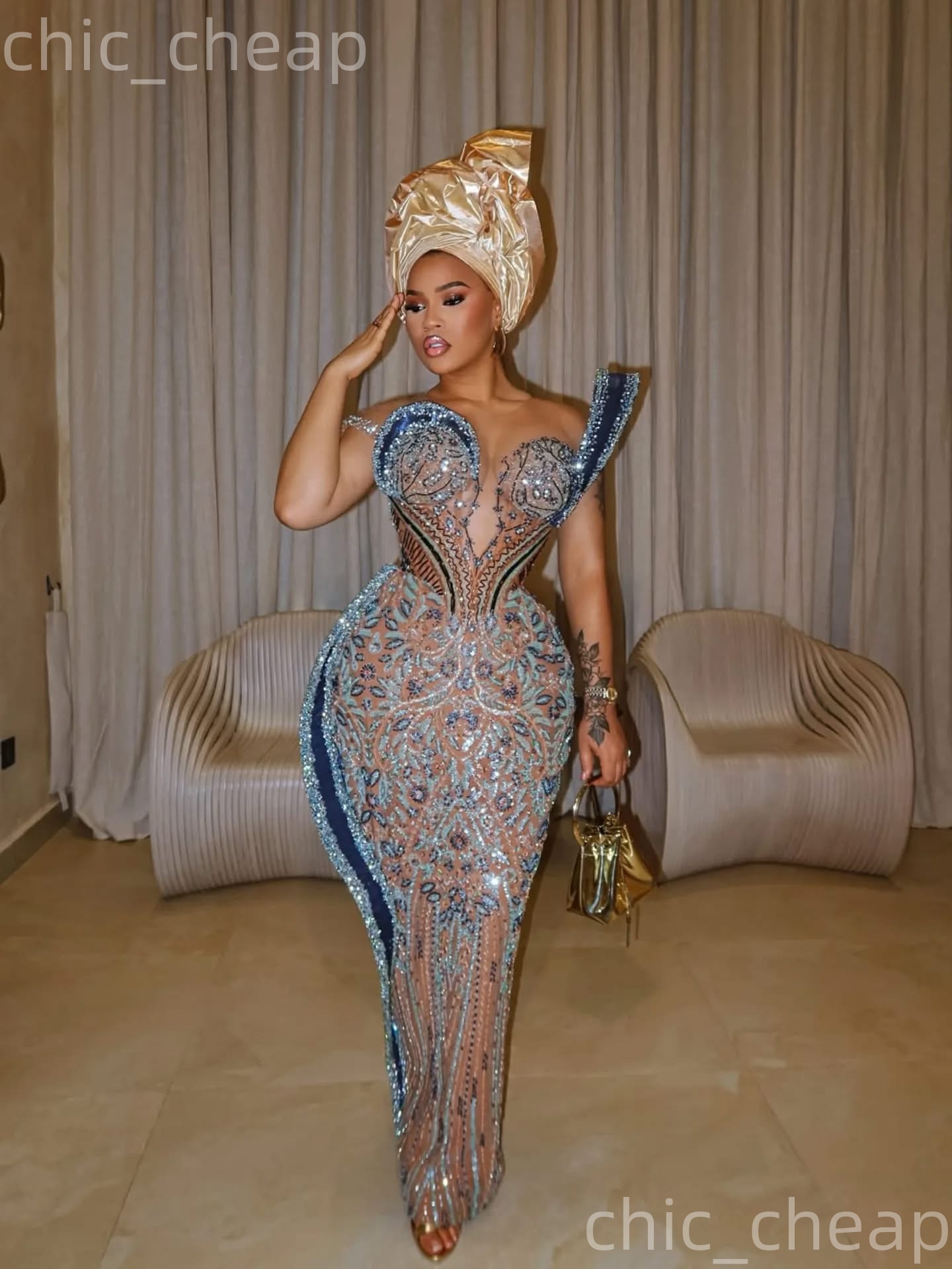 Aso Ebi 2026 Nigerian Navy Blue Sheath Prom Dresses Illusion Beaded Crystals Evening Formal Party Second Birthday Engagement Gowns Dress For Special O