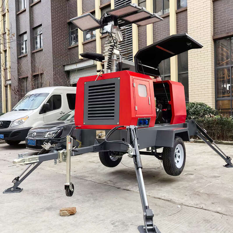Self Propelled Solar Light Tower with Automatic Dusk to Dawn Sensor and Remote Control System for Sustainable Mining and Oil Field Sites