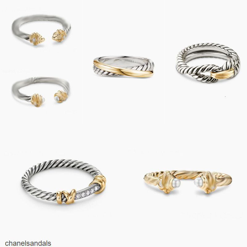 designer rings for men women twisted braided with box band fashion jewelry 18k gold davids yurmams yurmans plated drill ring cable wire vintage x shape engagemen OWR5