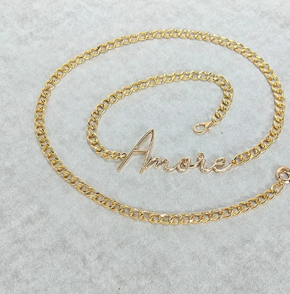 Minimalist Charm Retro er Waist Chain for Women Gold Plated Letter Girls Metal Daily Elegant Jeans Belt Female250915