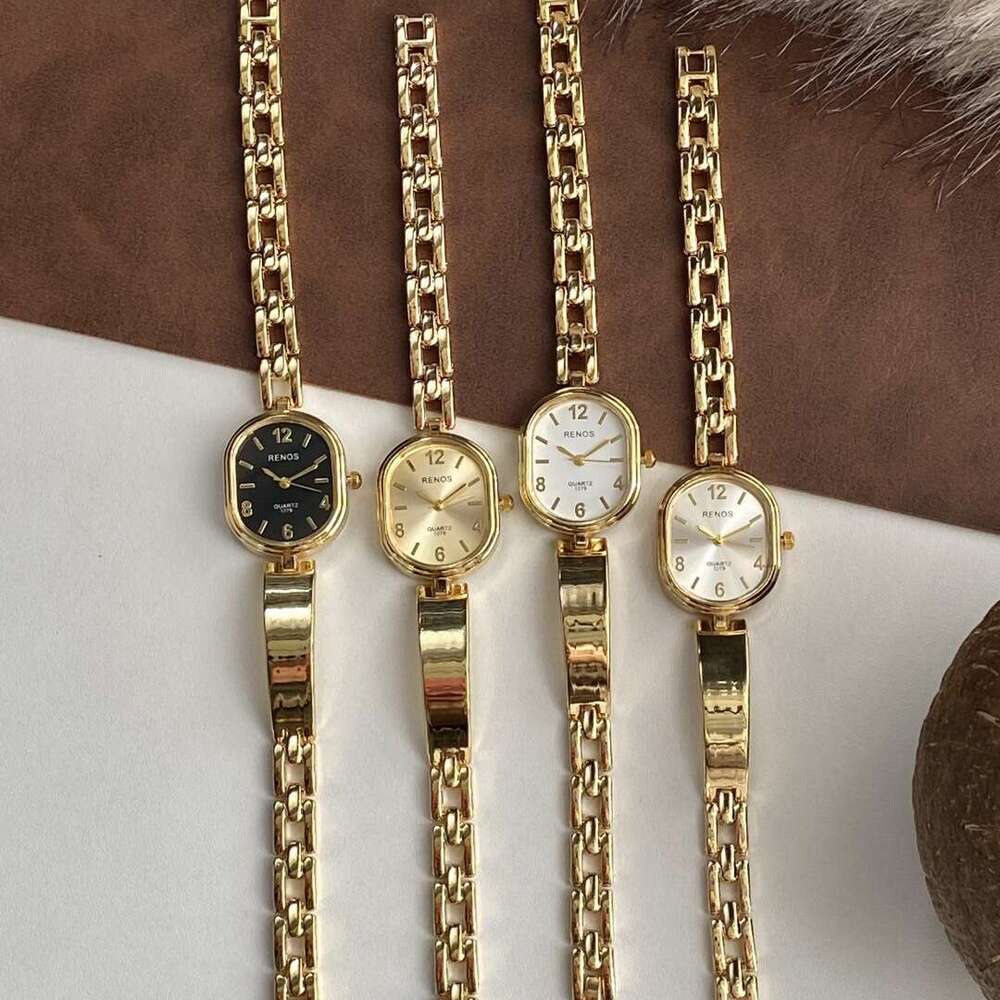 With Box Vintage Design Dainty Women's Half Bracelet Retro gold Quartz Watch Small Dial Ladies' Wristwatch Free gift