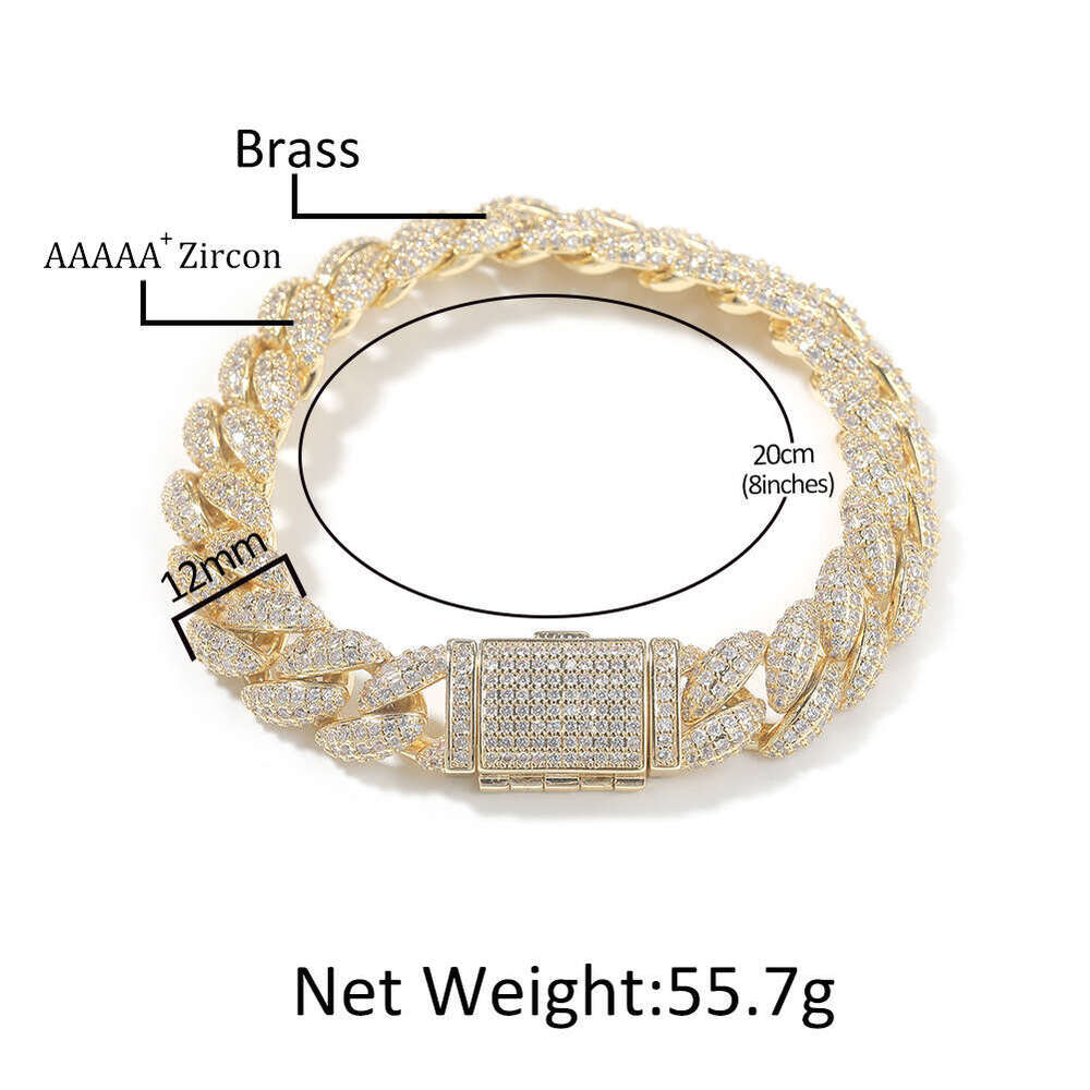 Jewelry bracelets for men fashion trend genuine full diamond cuban chain link wide cuff bangle hiphop street style casual daily wear essential shimmer