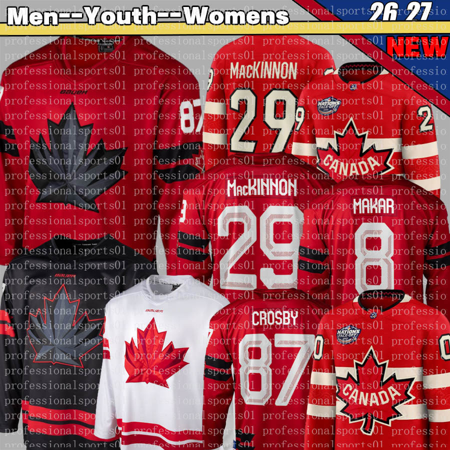 team canada hockey jersey 2026 #8 Makar Bauer #97 Connor McDavid Crosby Bauer Nathan MacKinnon red White 2025 4 Nations hockey jersey