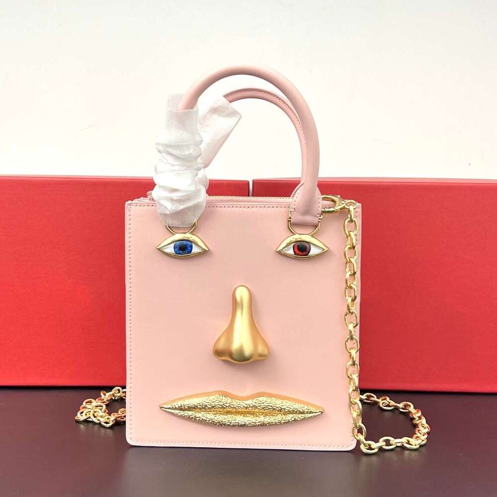 Mini Face Bag Women High Quality Black Leather Luxury Brands Handbag Jewelry Eyes Gold-Tone Metal Shoulder Strap Crossbody Bags Kl928