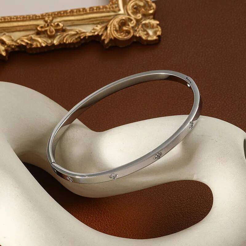 ZAKOL Simple Stainless Steel Zircon Inlaid Bracelet Bangle for Women Buling CZ Crystal Minimalist Fashion Jewelry Gift Z260123