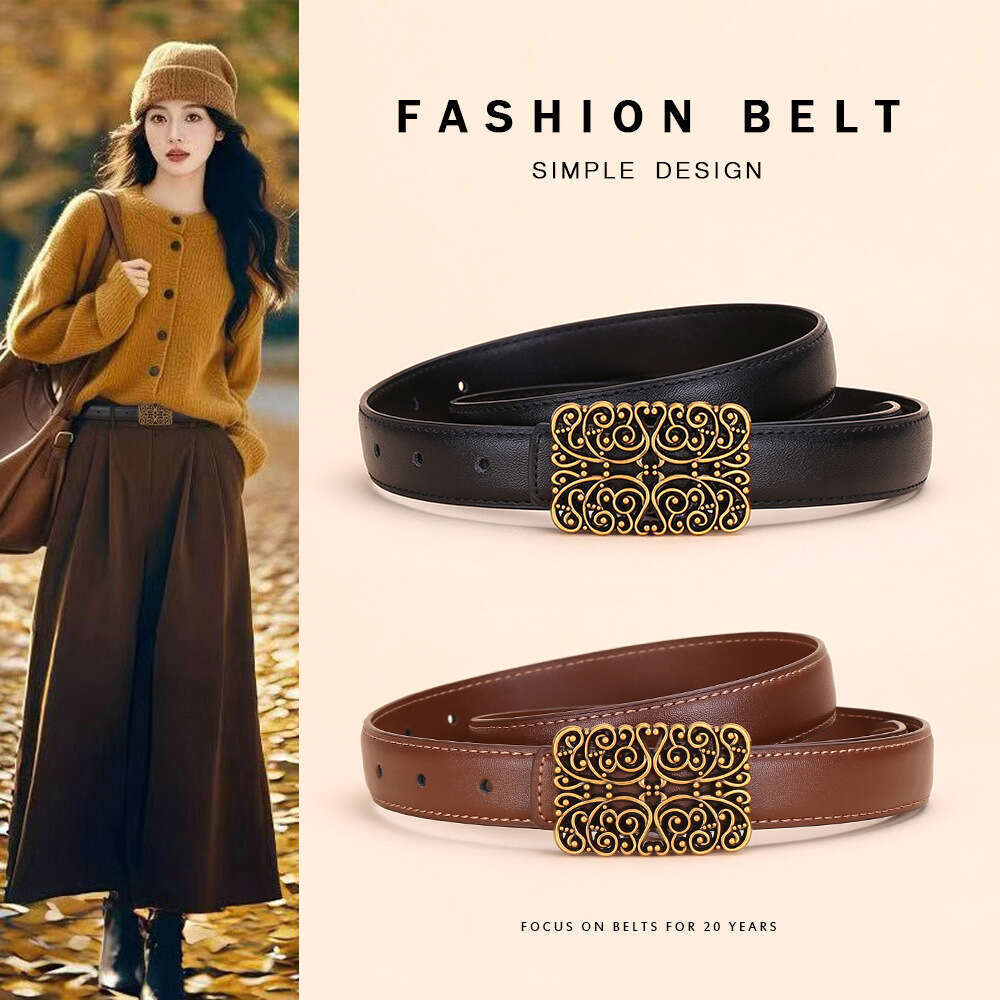 New Women's Vintage Melad Style Belt Elegant High-End Versatile Decorative Belt for Dress & Skirt