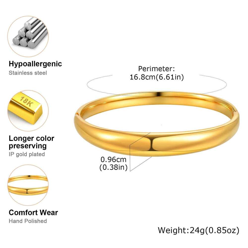 High Quality Oval Openable Bangle Bracelet for Women,18K Gold Plated Stainless Steel Smooth Bracelets,Trendy Jewelry Gifts Z260123