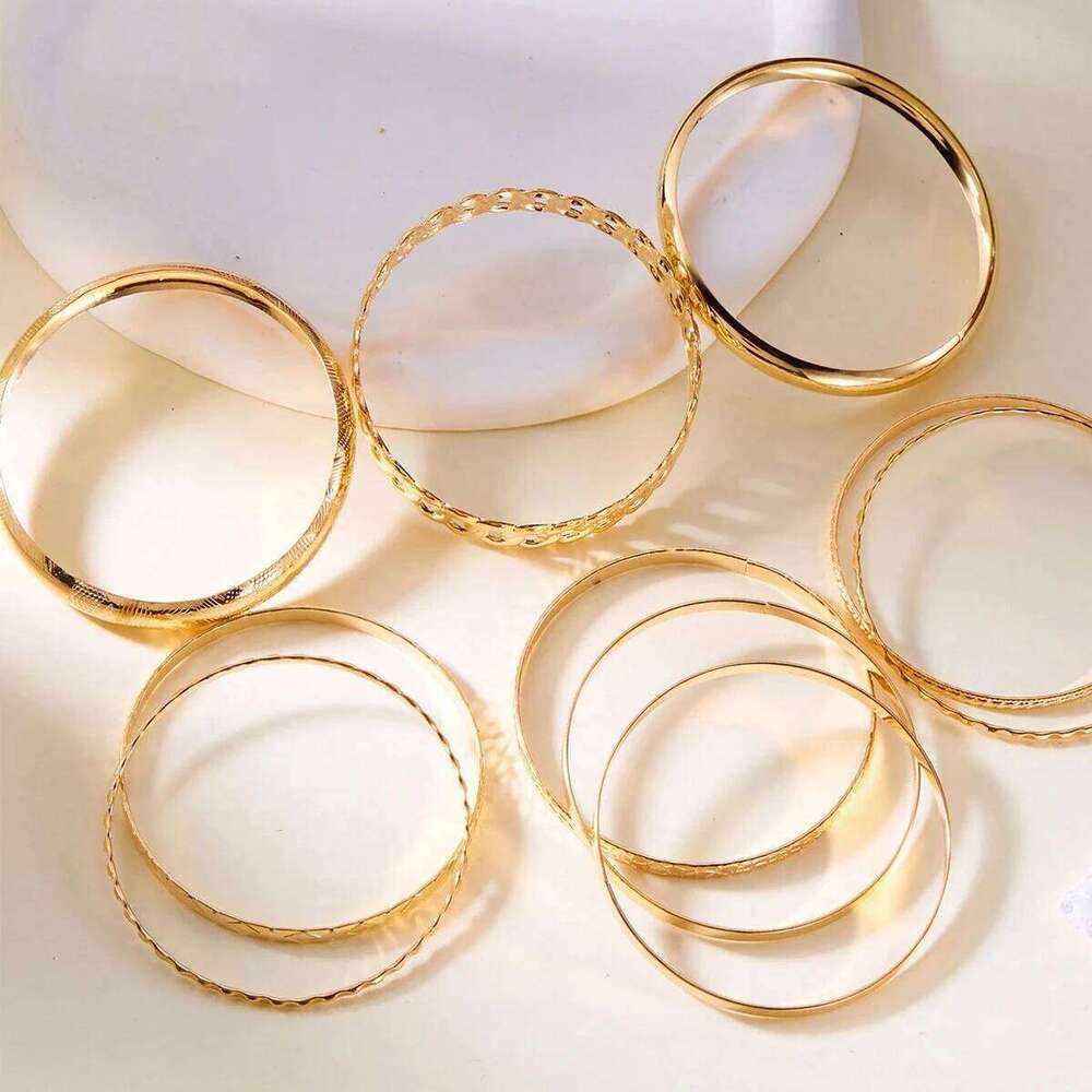 10pcs/set Metal Bangles Set For Women Heavy Punk New Styles Hiphop Textured Fashion Stackable Bracelets Party Jewelry Z260123