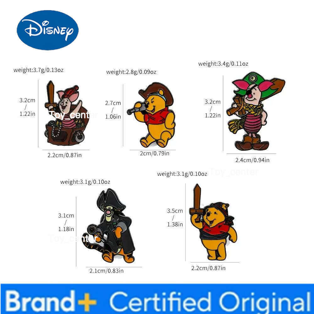 Disney 5 Pcs Anime Cartoon Creative Pirate Pooh Funny Personality Metal Versatile Alloy Brooch Refrigerator Magnets Decorative Gift H260123