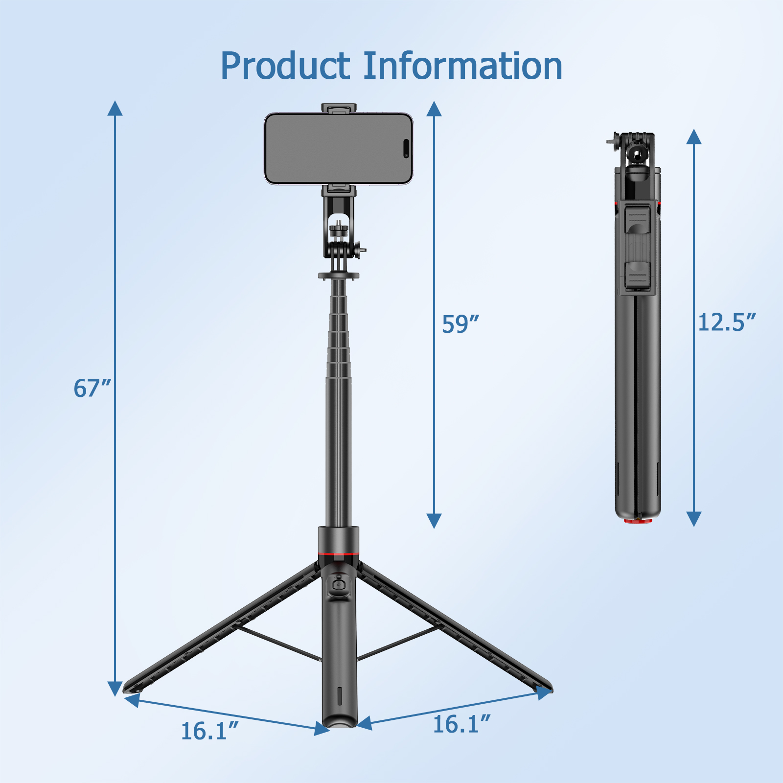 Selfie Stick Tripod With Fill Light, Extendable Phone Stand With Wireless Remote, Universal Compatible For Smartphones, Portable For Travel & Video Re