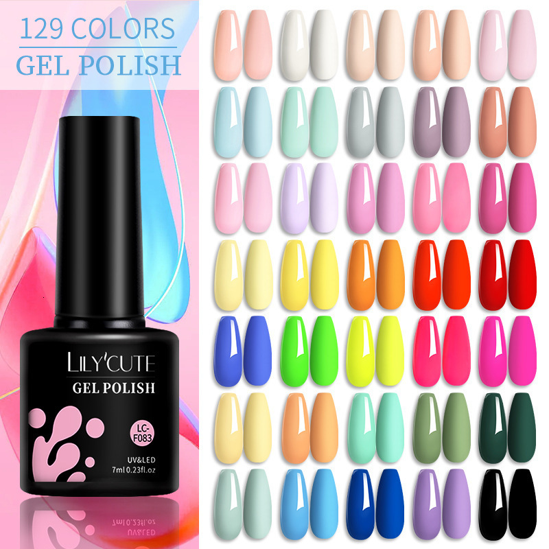 LILYCUTE Trendy Colors 184 Colors Full Set Nail Gel Polish Kit Solid Color Glitter Gel