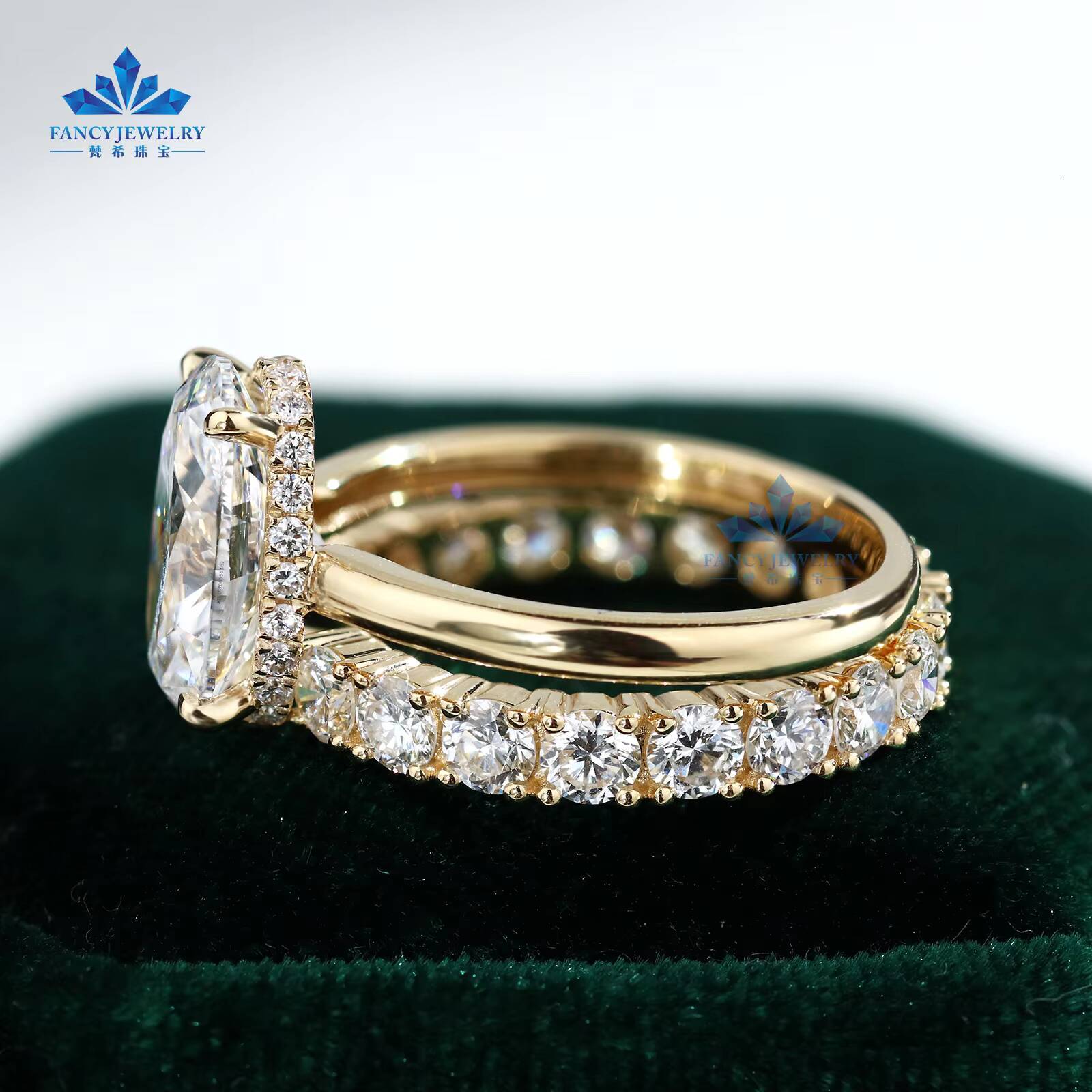 Hot Sale 10K Solid Gold Women Engagement Wedding Rings Set Oval Cut Lab Diamond Engagement Rings