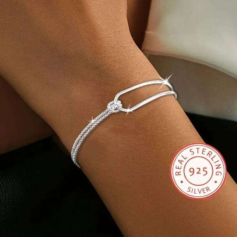 New S925 Silver Minimalist Geometric Collage Bracelet Women's Jewelry Exquisite Elegant for Birthday and Christmas Gifts Z260123