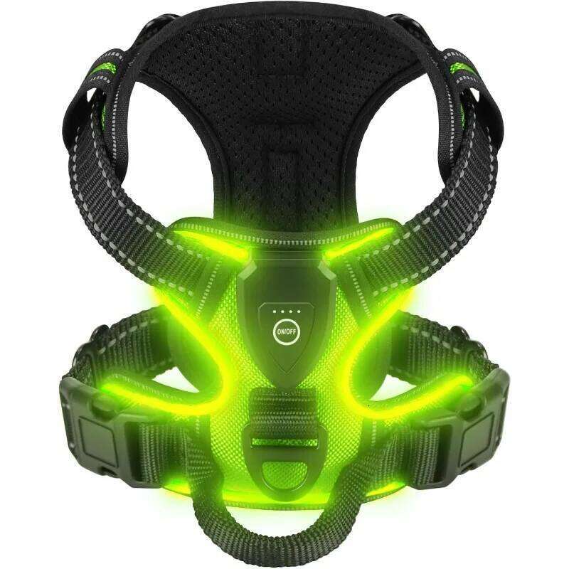 Glowing Luminous Harnesses Essential for Walking Safety at Night Dog Vest with Three LED Light Modes Rechargeable 26W01123