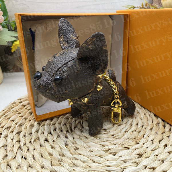 Designer Keychain Bulldog Bag Pendant Dog handmade leather keychain designer bag charm Mens womens bag pendant Car pendant Cartoon animal Creative keychain