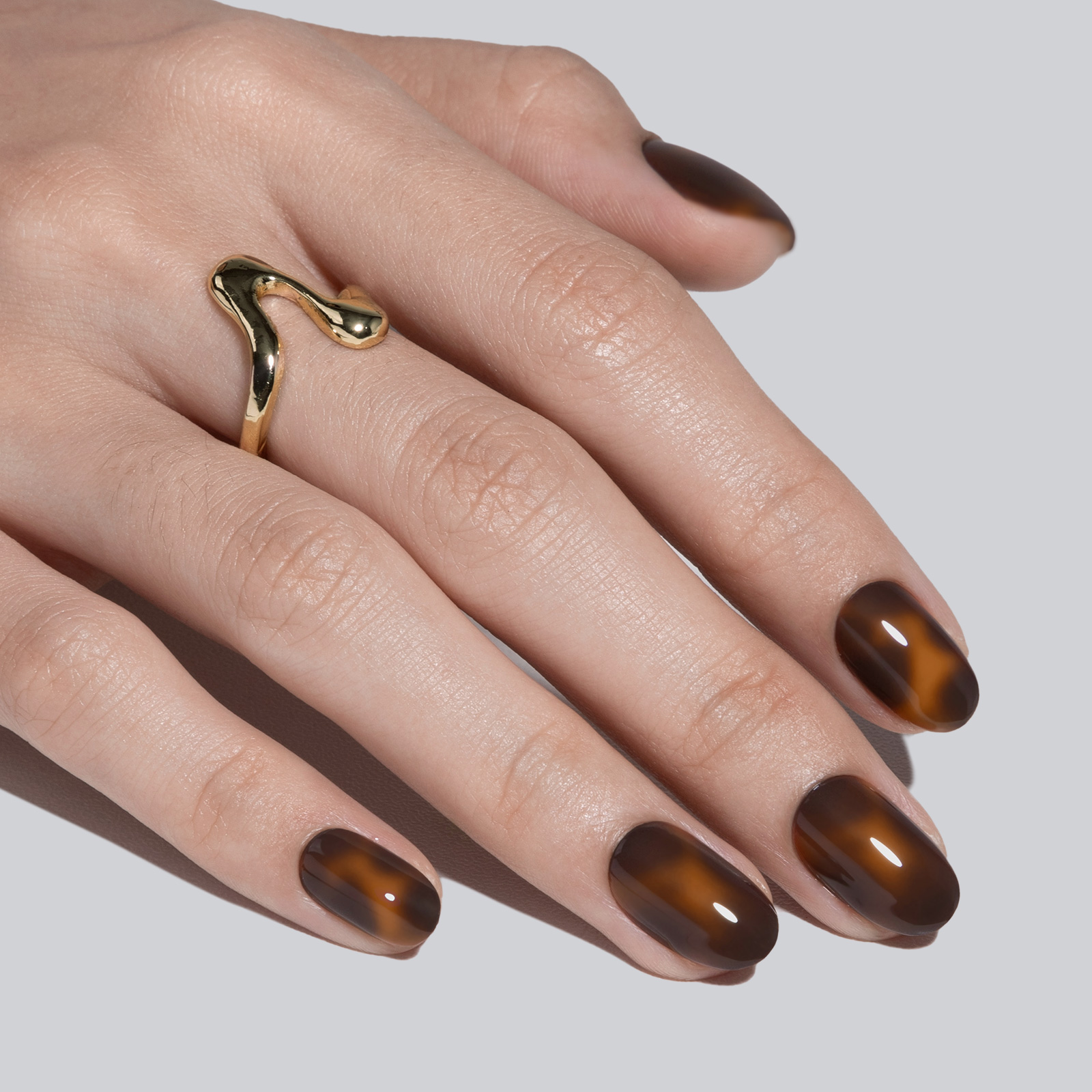 Tortoise Shell Brown Oval Nails Press on
