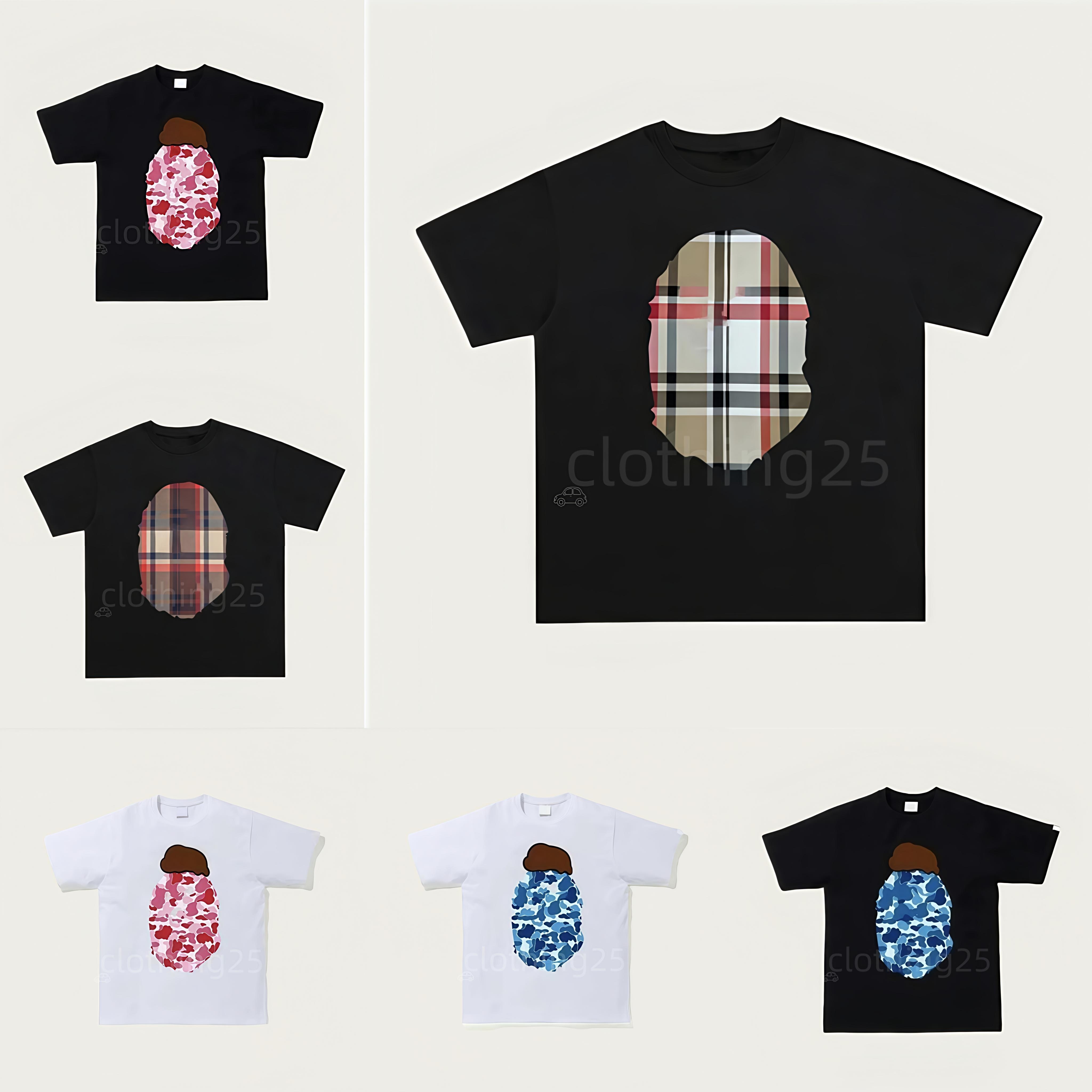 bapestashirts shirt Designer Mens T-Shirts Side Double Sided Camouflage Shark Tshirts Graphic Cashew Lightning Cotton bapeshort Shirts