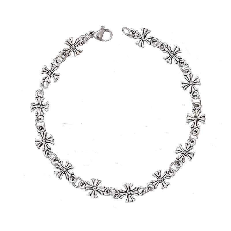 Men's Women's Retro Cross Link Chain Beads bracelets Silver Tone Gothic Punk Daily Wear Jewelry Minimalist