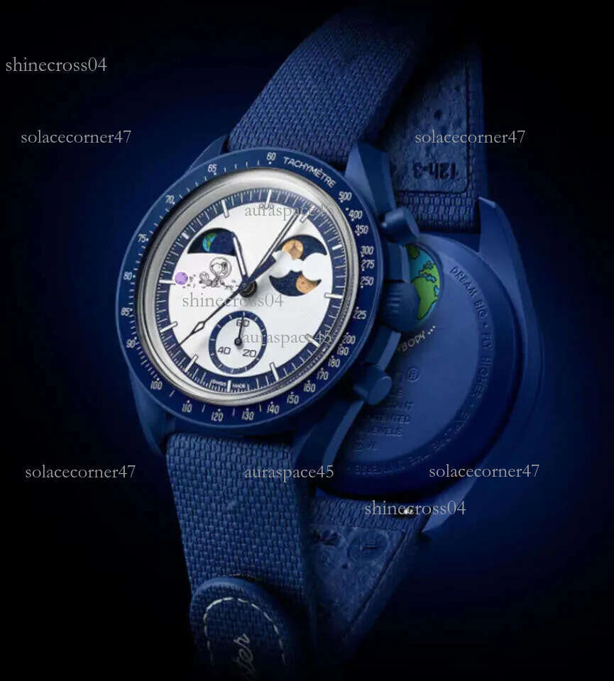 moonswatche NEW Bioceramic Planet Moon Mens Watches Full Function Quarz Chronograph Watch Mission To Mercury NEPTUNE 42mm Nylon Luxury Watch Wristwatches 0d5