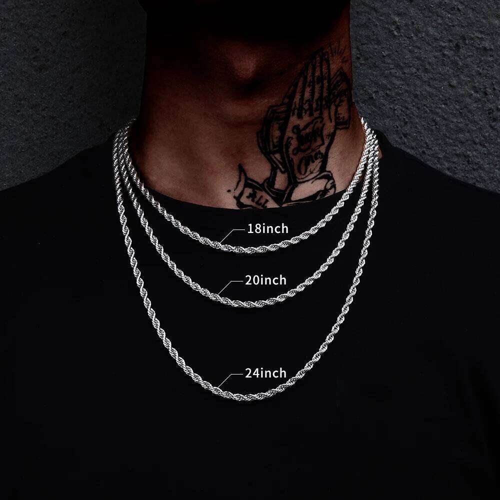 High Quality 4mm Rope Chain Classical Necklace Popular Fashion Jewelry Unisex Daily Wear Men and Women Party Gift Z260123