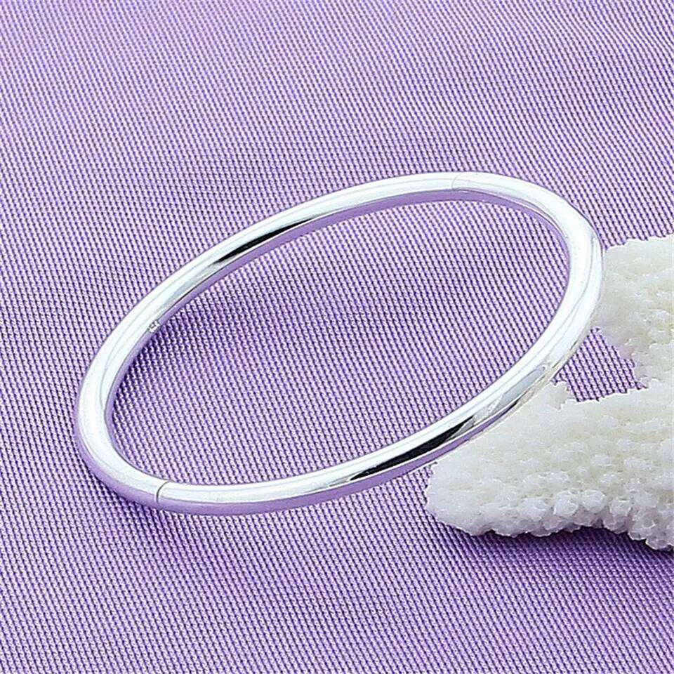Fashion Female 925 Sterling Silver Simple Solid Smooth Bracelet Bangle For Women Charm Jewelry Party Birthday Gifts Z260123